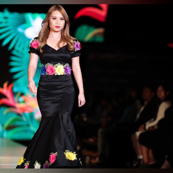 Black Floral Evening Gown